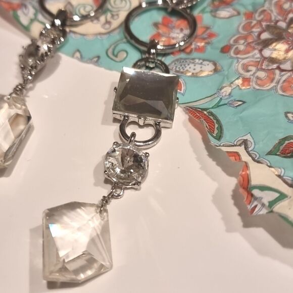 New ZARA Contemporary Glass / Silver Coctail Dangle Earrings - Picture 9 of 11